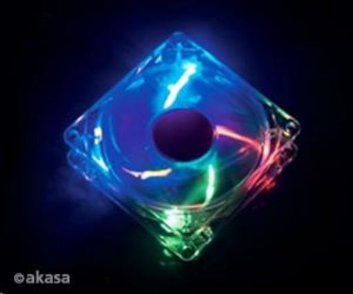 Obrázek AKASA ventilátor Rainbow, 120 x 25mm, průhledný se 4 led, kluzné ložisko, tichý