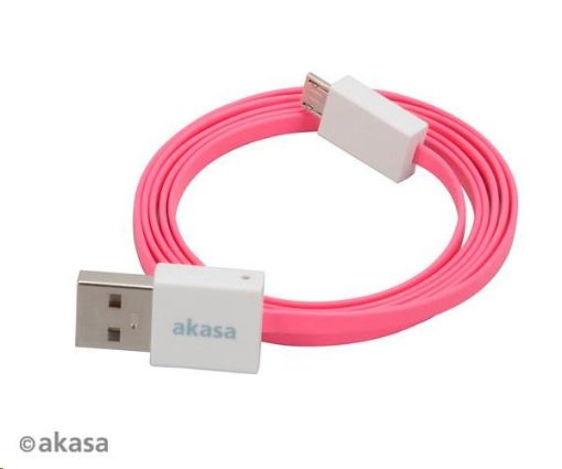 Obrázek AKASA kabel PROSLIM USB, male A na micro B male USB 2.0, 100cm, růžový