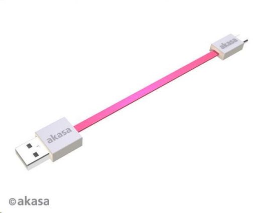 Obrázek AKASA kabel PROSLIM USB, male A na micro B male USB 2.0, 15cm, růžový