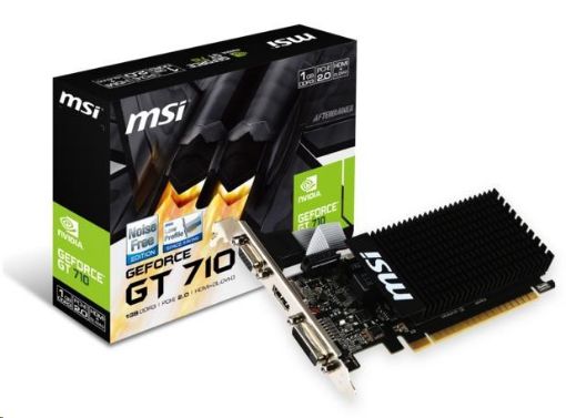 Obrázek MSI VGA NVIDIA GeForce GT 710 1GD3H LP, GT710, GDDR3 1GB, DVI-I,HDMI,LP, pasiv