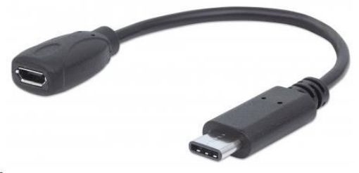 Obrázek MANHATTAN Kabel USB 2.0 C, C Male / Micro-B Female, 15cm, černý