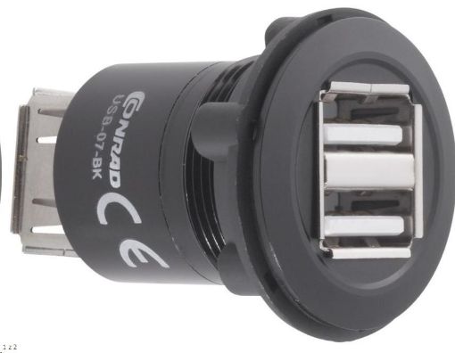 Obrázek CONRAD USB zásuvka USB-07-BK, 2x USB zásuvka typ A, dvojitá, vestavná