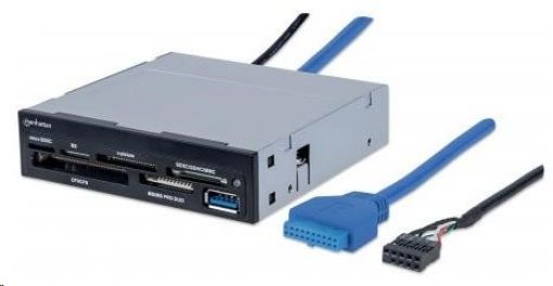 Obrázek MANHATTAN Čtečka paměťových karet, 48 v 1, USB 3.0, 3.5" interní, černá