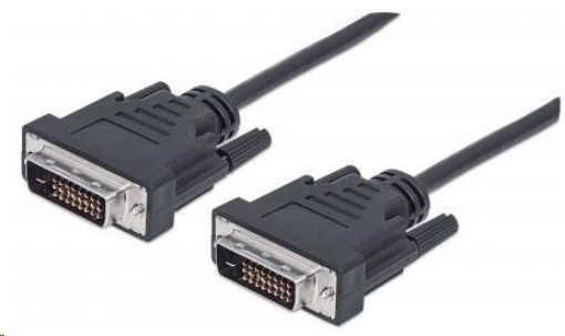 Obrázek MANHATTAN kabel DVI-D Dual Link Male to DVI-D Dual Link Male, Black, 5 m