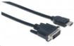 Obrázek MANHATTAN kabel HDMI Male to DVI-D 24+1 Male, Dual Link, Black, 3m