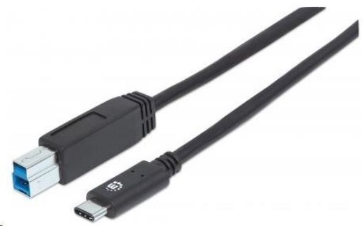 Obrázek MANHATTAN USB 3.1 Gen2 Cable, Type-C Male / Type-B Male, 1m (3 ft.), 3A, Black