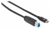 Obrázek MANHATTAN USB 3.1 Gen2 Cable, Type-C Male / Type-B Male, 1m (3 ft.), 3A, Black