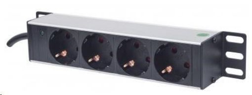 Obrázek Intellinet 10" 1U Rackmount 4-Way Power Strip - German Type, rozvodný panel, 4x DE zásuvka, 1.8m kabel