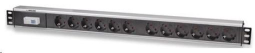 Obrázek Intellinet Vertical Rackmount 12-Way Power Strip - German Type, rozvodný panel, 12x DE zásuvka, 1.6m kabel