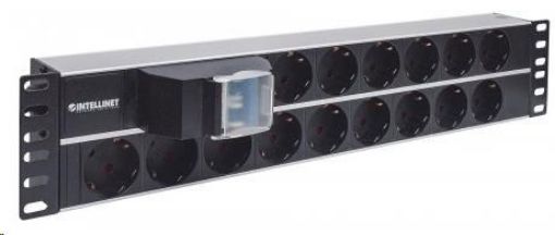 Obrázek Intellinet 19" 2U Rackmount 15-Way Power Strip - German Type, rozvodný panel, 15x DE zásuvka, 3m kabel