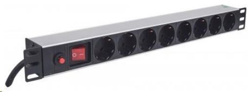 Obrázek Intellinet 19" 1U Rackmount 8-Way Power Strip - German Type, rozvodný panel, 8x DE zásuvka, 3m kabel