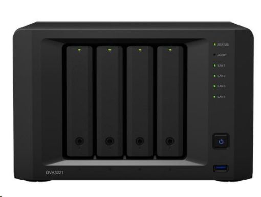 Obrázek Synology DVA3221 (4C/AtomC3538/2,1GHz/8GBRAM/GTX1650/4xSATA/3xUSB3.0/2xeSATA/1xCOM/4xGbE)