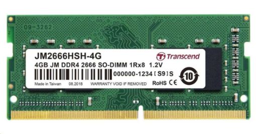 Obrázek SODIMM DDR4 4GB 2666MHz TRANSCEND 1Rx8 512Mx8 CL19 1.2V