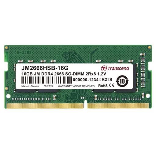 Obrázek SODIMM DDR4 16GB 2666MHz TRANSCEND 2Rx8 1Gx8 CL19 1.2V