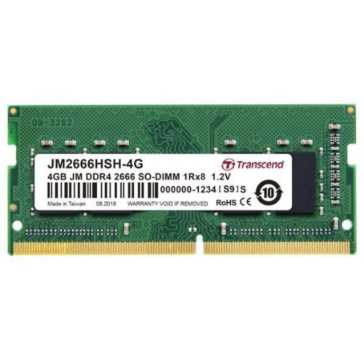 Obrázek SODIMM DDR4 4GB 2666MHz TRANSCEND 1Rx8 512Mx8 CL19 1.2V