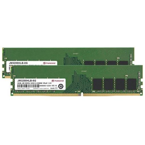 Obrázek DIMM DDR4 16GB KIT (8GB*2) 3200Mhz TRANSCEND U-DIMM 1Rx8 1Gx8 CL22 1.2V