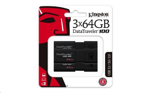 Obrázek Kingston 64GB USB 3.0 DataTraveler 100 G3 - (3 ks)