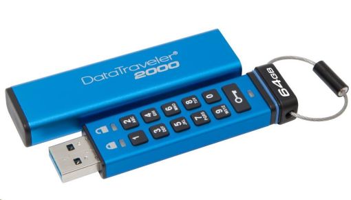 Obrázek Kingston 64GB USB 3.0 DataTraveler 2000 s klávesnicí a 256bitovým šifrováním