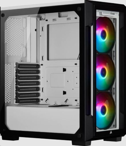 Obrázek CORSAIR case iCUE 220T RGB, Mid-Tower, Smart Case, RGB, průhledná bočnice, bez zdroje, bílá