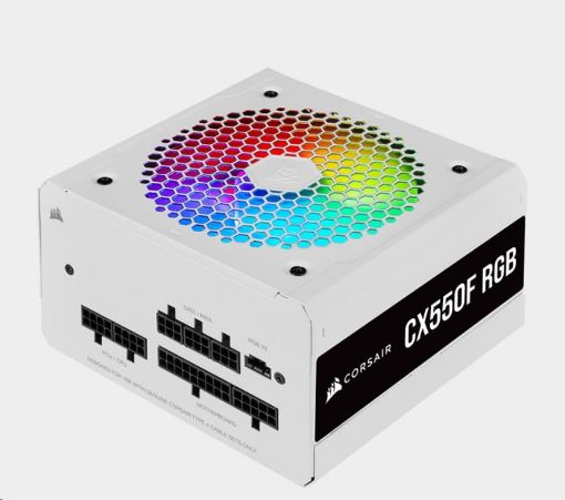 Obrázek CORSAIR zdroj, CX550F 80+ Bronze modulární RGB, 120mm ventilátor (ATX, 550W), bílá