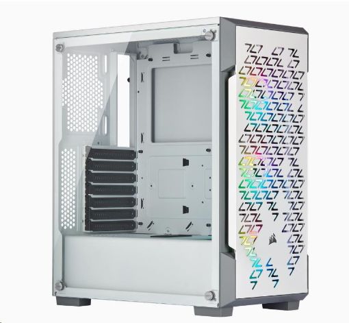 Obrázek CORSAIR case iCUE 220T RGB Airflow Tempered Glass, Mid-Tower Smart, bílá, průhledná bočnice, bez zdroje