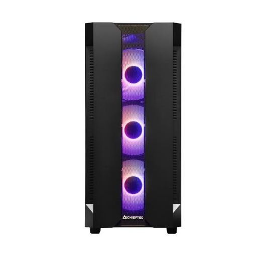 Obrázek CHIEFTEC skříň Miditower Gaming HUNTER, Black, 4x RGB Rainbow Fan, 2 x USB 3.0, side glass