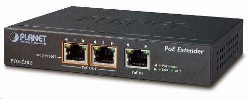 Obrázek Planet POE-E202 PoE extender, 1xPoE-in, 2xPoE-out 25W, 802.3at/af, Gigabit