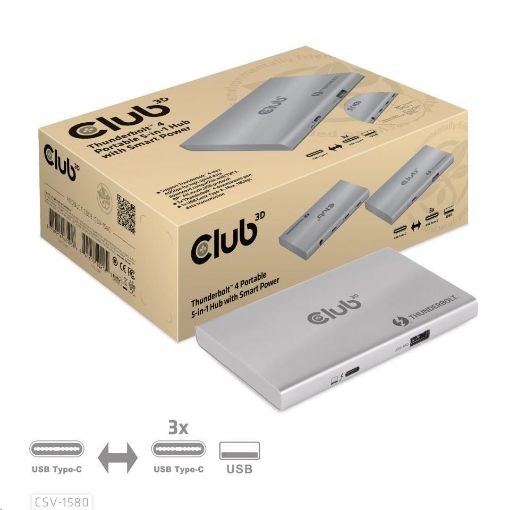 Obrázek Club3D Rozbočovač Thunderbolt 4 Portable 5-in-1 Hub with Smart Power