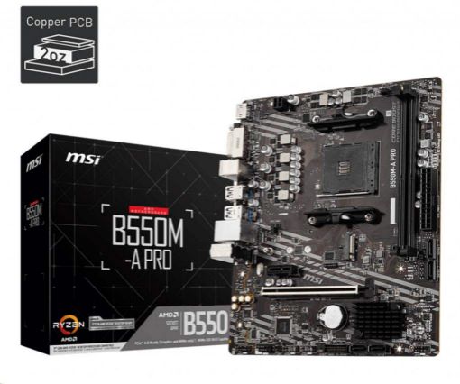 Obrázek MSI MB Sc AM4 B550M-A PRO, AMD B550, 2xDDR4, 1xHDMI, 1xDVI, mATX