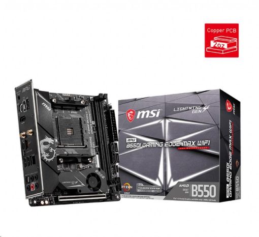 Obrázek MSI MB Sc AM4 MPG B550I GAMING EDGE MAX WIFI, AMD B550, 2xDDR4, 1xHDMI, WI-FI, mini-ITX