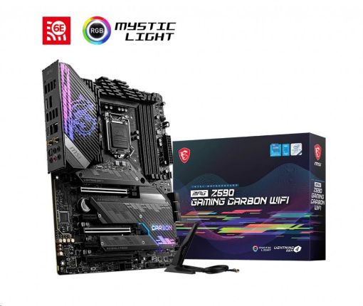 Obrázek MSI MB Sc LGA1200 MPG Z590 GAMING CARBON WIFI, Intel Z590, 4xDDR4, 1xDP, 1xHDMI, WI-FI