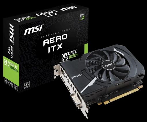 Obrázek MSI VGA NVIDIA GeForce GTX 1050 Ti AERO ITX 4G OC, 4GB GDDR5, 1xHDMI, 1xDP, 1xDVI