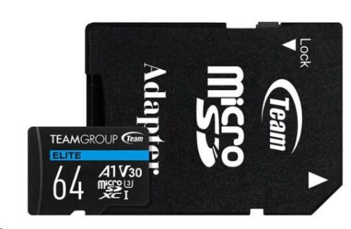 Obrázek TEAM MicroSDXC karta 64GB ELITE A1 V30 UHS-I U3 + SD adapter