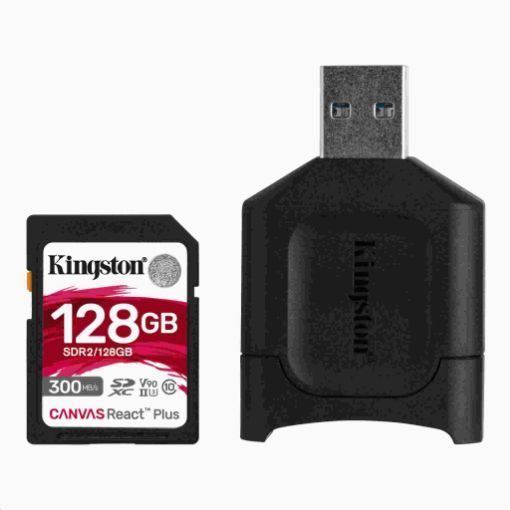 Obrázek Kingston 128GB SDXC React Plus SDR2 + MLP SD čtečka - rozbaleno