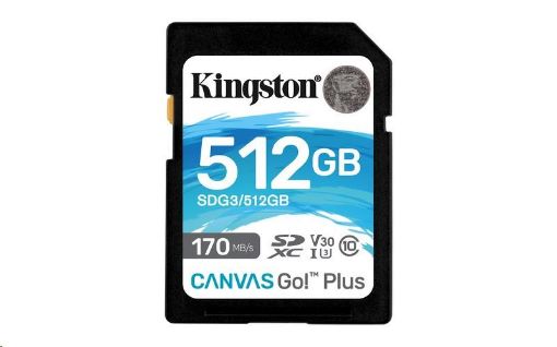 Obrázek Kingston 512GB SecureDigital Canvas Go! Plus (SDXC) Card, 170R 90W Class 10 UHS-I U3 V30