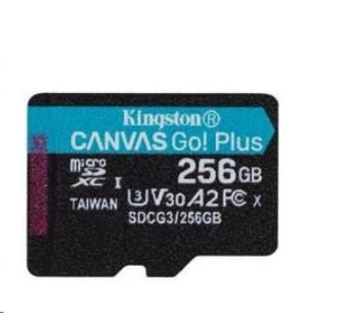 Obrázek Kingston 256GB microSDXC Canvas Go Plus 170R A2 U3 V30 Single Pack bez ADP