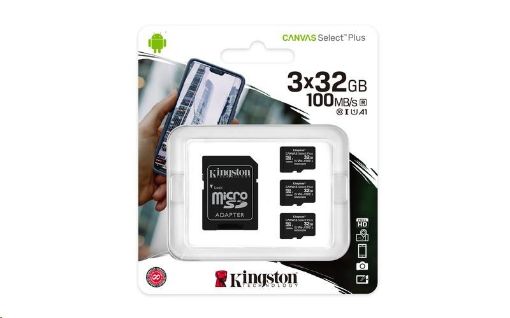 Obrázek Kingston 32GB micSDHC Canvas Select Plus 100R A1 C10 - 3 ks + SD adaptér