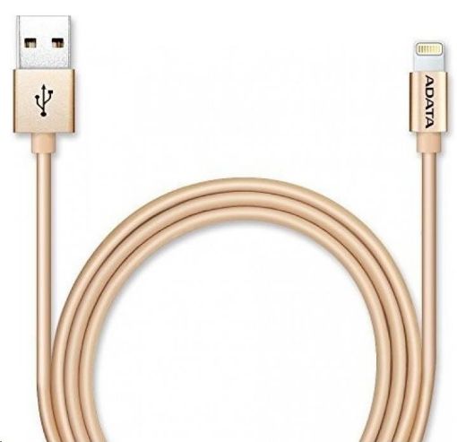 Obrázek ADATA Sync & Charge Lightning kabel - USB A 2.0 C89, 100cm, hliníková, zlatá