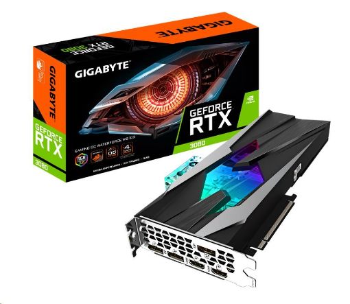 Obrázek GIGABYTE VGA NVIDIA GeForce RTX 3080 GAMING OC WATERFORCE WB 10G, RTX 3080, 10GB GDDR6X, 3xDP, 2xHDMI