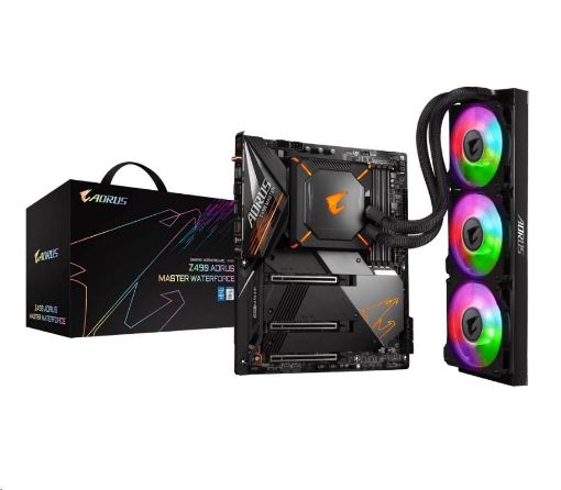 Obrázek GIGABYTE MB Sc LGA1200 Z490 AORUS MASTER WATERFORCE, Intel Z490, 4xDDR4, 1xHDMI, WI-FI