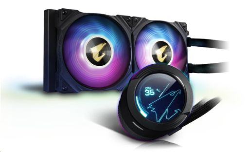 Obrázek GIGABYTE vodní chladič AORUS WATERFORCE X 240, 120 mm ARGB, LCD displej