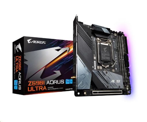 Obrázek GIGABYTE MB Sc LGA1200 Z590I AORUS ULTRA, Intel Z590, 2xDDR4, 1xDP, 1xHDMI, WI-FI, Mini-ITX