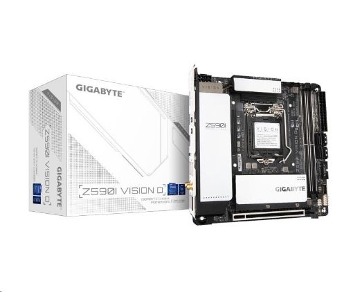 Obrázek GIGABYTE MB Sc LGA1200 Z590I VISION D, Intel Z590, 2xDDR4, 1xDP, WI-FI, Mini-ITX