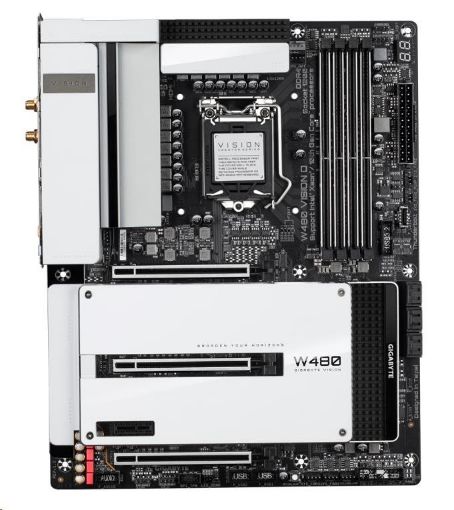 Obrázek GIGABYTE MB Sc LGA1200 W480 VISION D (rev. 1.0),  Intel W480, 4xDDR4, VGA, WI-FI