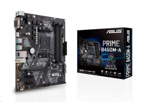 Obrázek ASUS MB Sc AM4 PRIME B450M-A/CSM (SW + PUR RMA), AMD B450, 4xDDR4, VGA, mATX