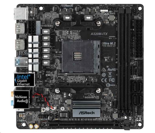 Obrázek ASRock MB Sc AM4 A320M-ITX, AMD A320, 2x DDR4,HDMI