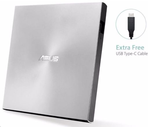 Obrázek ASUS DVD ZenDrive SDRW-08U9M-U SILVER, External Slim DVD-RW, USB Type-C/Type-A, M-DISC