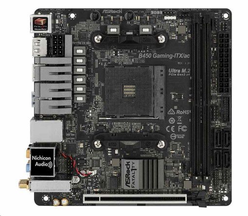 Obrázek ASRock MB Sc AM4 Fatal1ty B450 Gaming-ITX/ac, AMD B450, 2xDDR4, VGA, WIFI, mini-ITX