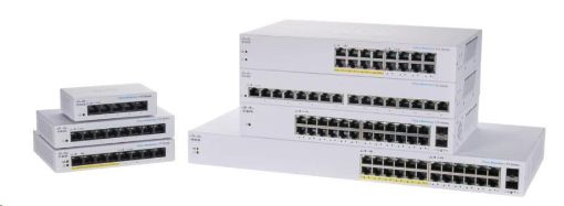 Obrázek Cisco switch CBS110-16PP, 16xGbE RJ45, fanless, PoE, 64W