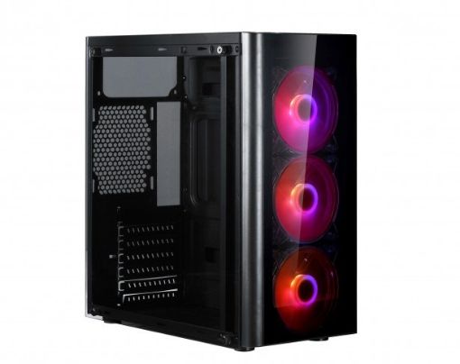 Obrázek SPIRE skříň VISION 7022 RGB + 3x 12CM RGB FANS, Midi Tower, gaming, bez zdroje, Black